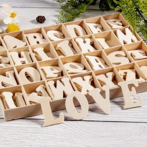 1Set 112Pcs Building Blocks Creative English Letters Wooden Learning Toys Letter A~Z and Heart Tan Box: 9.45x6.77x0.79inch Letter: 35.5~40x26~39.5x2mm Heart: 31.5x32x2mm Halloween Christmas Gifts