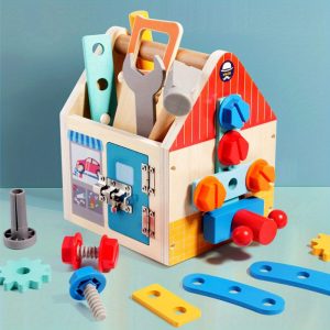 Play House Educational Toys Wooden Toolbox Disassembly Screws for Boys and Girls Over 3 Years Old Birthday Gift