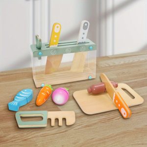 Role Pretend Kitchen Wooden Toys Kids Vegetables Cutting Game Simulation Kitchen Accessories Educational Cooking Role Play Toy