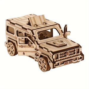 3D Three-dimensional Puzzle Wooden Retro Classic Huili Off-road Vehicle Model, DIY Handmade Assembled Birthday Gift Toy