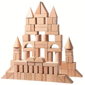 100pcs Beech Wood Building Blocks Set - Large, Educational STEM Toy for Youngsters