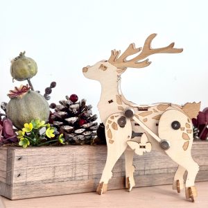 1 Piece Walking Deer Wooden Three-dimensional Puzzle Toy Mechanical Gear Handmade DIY Puzzle Christmas Gift Desktop Ornaments Decorative Crafts