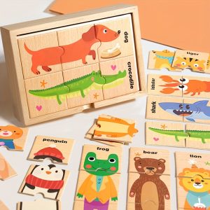 Wooden Animal Puzzle Toy, Educational Sorting Game for Kids, Perfect for Birthday, Christmas, and Holiday Gifts, Mixed Colors, Educational & Cognitive Development Toy