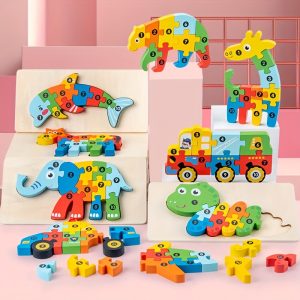 Wooden Puzzles Toys For Toddlers, Animal Shape Wood Puzzles For Kids Ages 2-4, Educational Learning Puzzle Toy Gifts For 2 3 4 Year Old Boys Girls