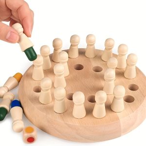 Wooden Memory Match Chess Game: Educational Brain Teaser Puzzle for Kids & Adults - Portable, Intermediate Skill, Ages 3-6 - Enhances Memory & Cognitive Skills - Ideal for Travel & Gifts