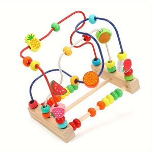 MUWANZI Youngsters' Wooden Puzzle Toy - Cartoon Fruit Beads, Counting & Learning Maze for Early Education - Perfect Gift for Christmas, Halloween, Thanksgiving