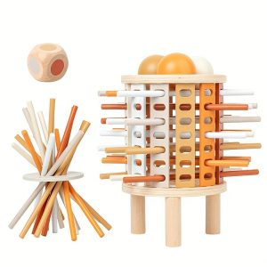 Wooden Pisa Tower Sticks Game: Enhance Hand-Eye Coordination and Logical Thinking for Early Education - Suitable for Ages 3-6